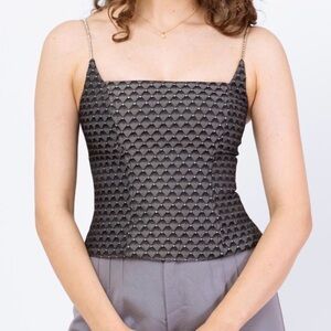 Vintage 90s Silver Diamond Print Armor Bustier Top
